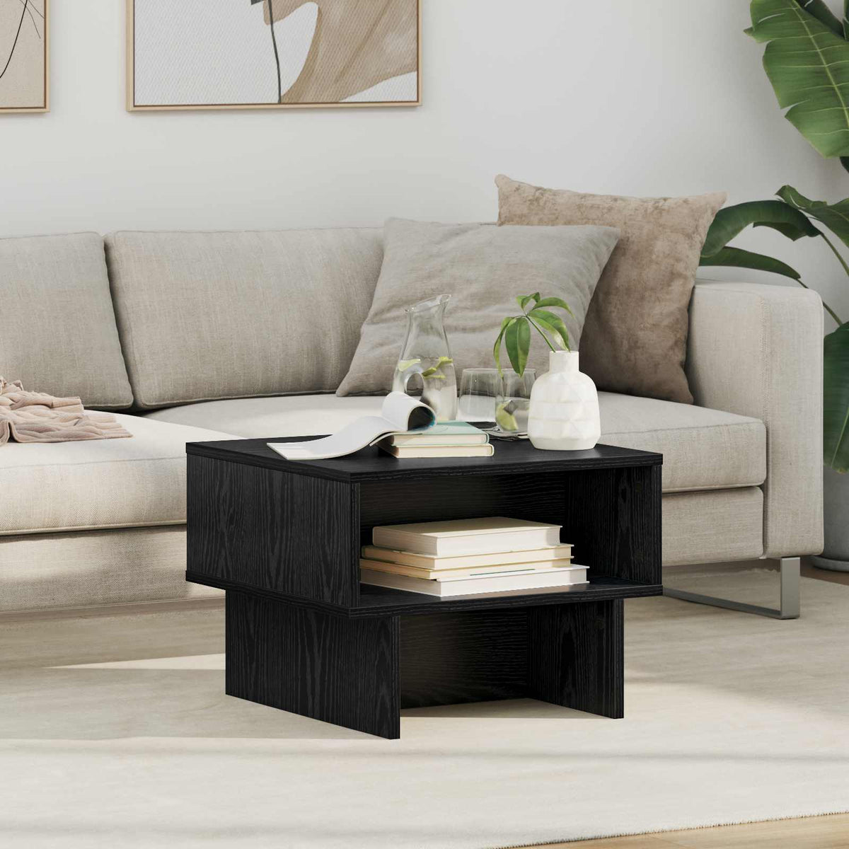 Vidaxl salontafel zwart eiken 48 x 46 x 35 cm bewerkt hout