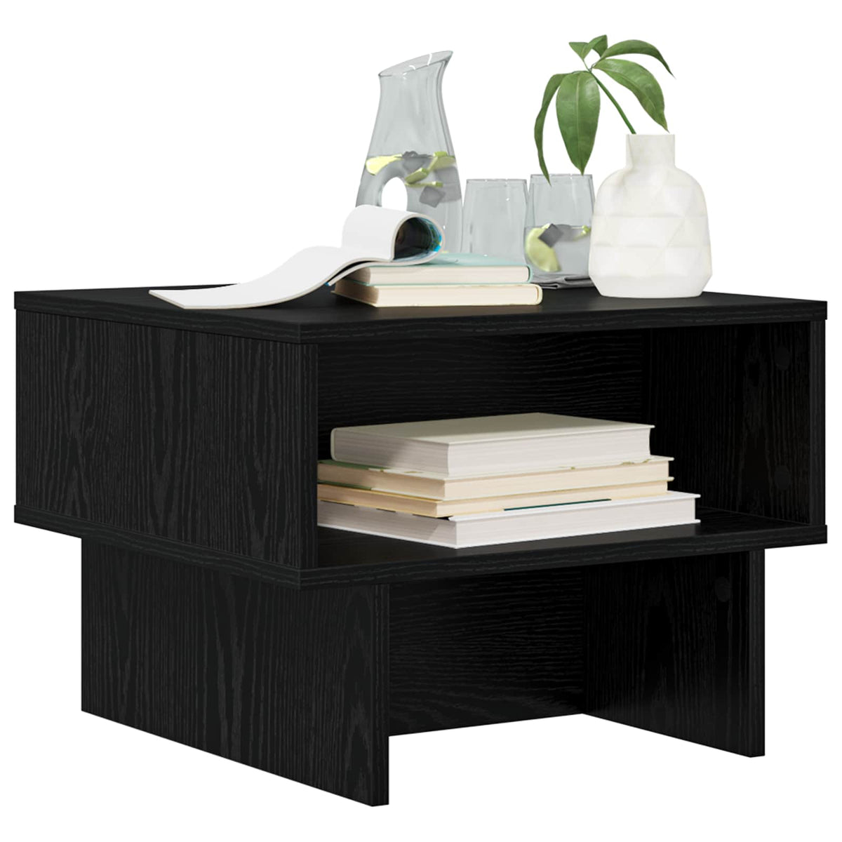 Vidaxl salontafel zwart eiken 48 x 46 x 35 cm bewerkt hout