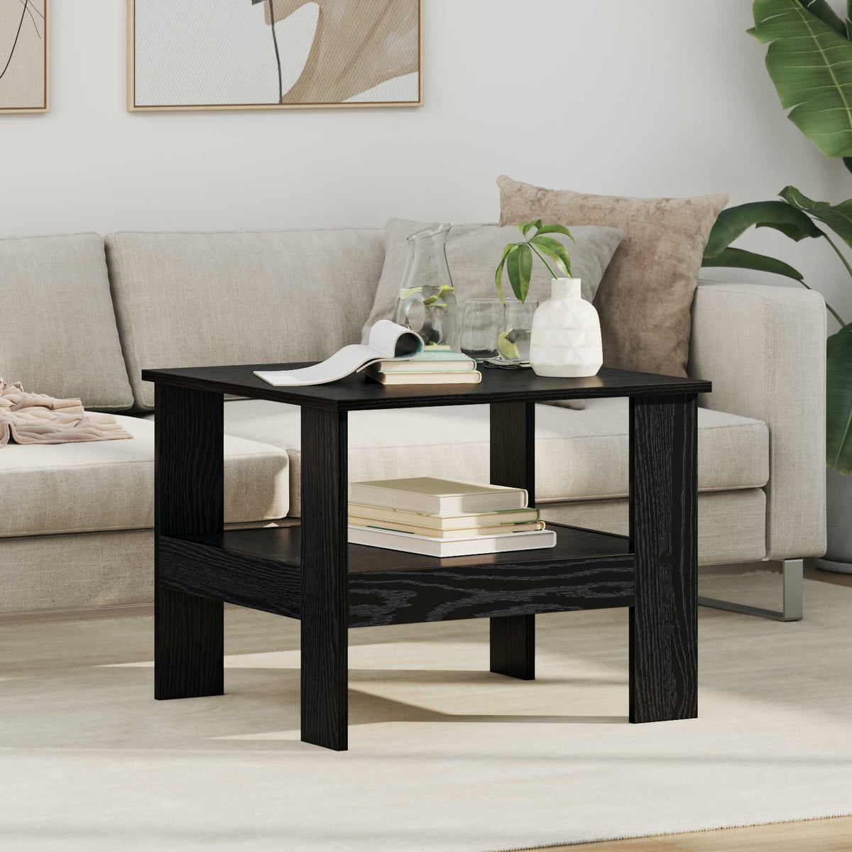 Vidaxl salontafel zwart eiken 57 x 55 x 45 cm bewerkt hout