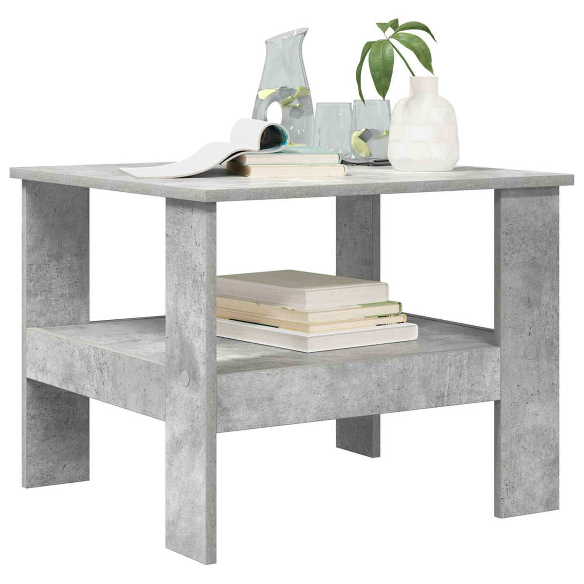 Vidaxl salontafel beton grijs 57 x 55 x 45 cm bewerkt hout