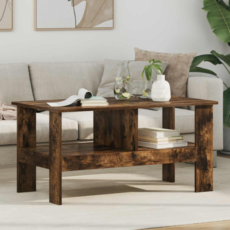 Vidaxl salontafel gerookt eiken 90 x 50 x 45 cm bewerkt hout
