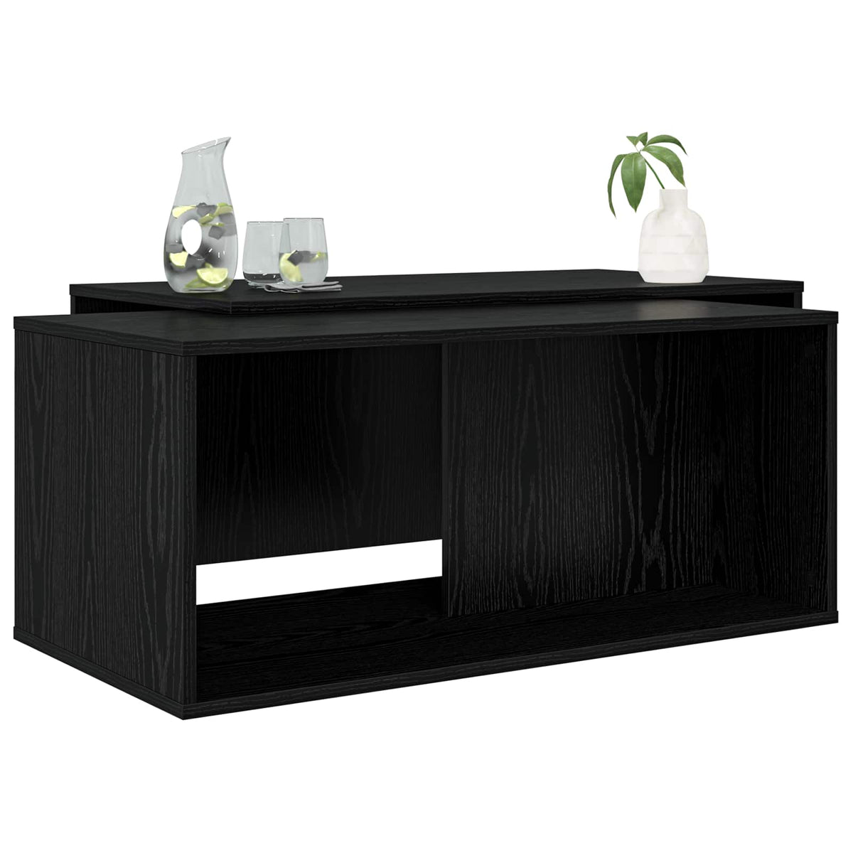 Vidaxl koffietafel set 2 st zwart eiken 90 x 48 x 40 cm bewerkt hout