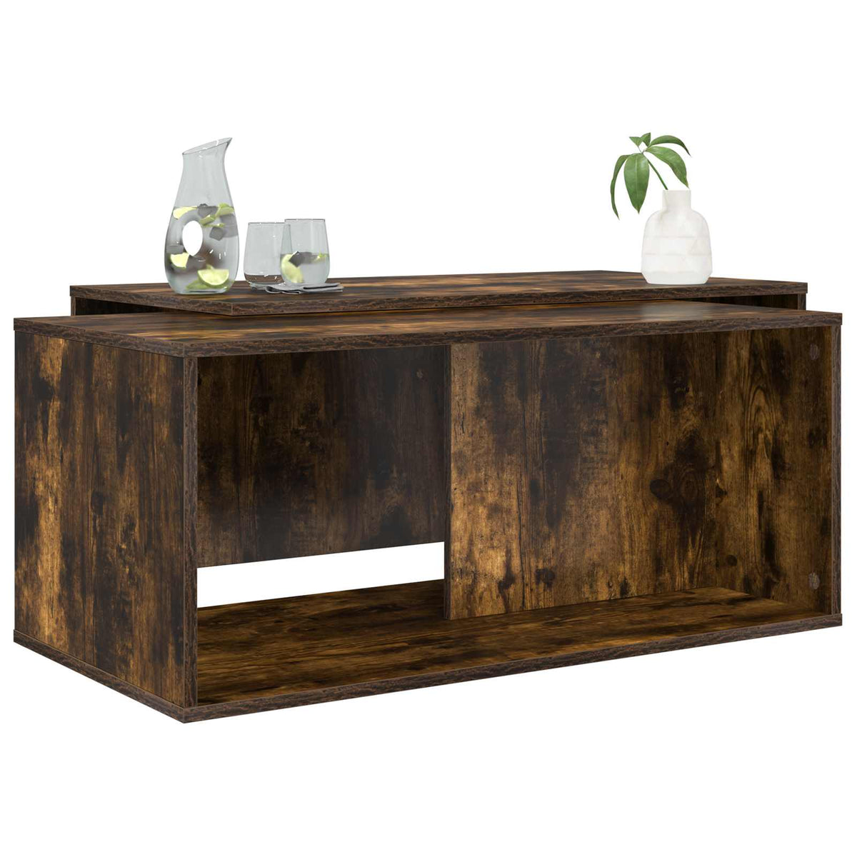 Vidaxl koffietafel set 2 st gerookt eiken 90 x 48 x 40 cm bewerkt hout