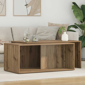 Vidaxl koffietafel set 2 st artisan eiken 90 x 48 x 40 cm bewerkt hout