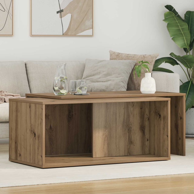 Vidaxl koffietafel set 2 st artisan eiken 90 x 48 x 40 cm bewerkt hout