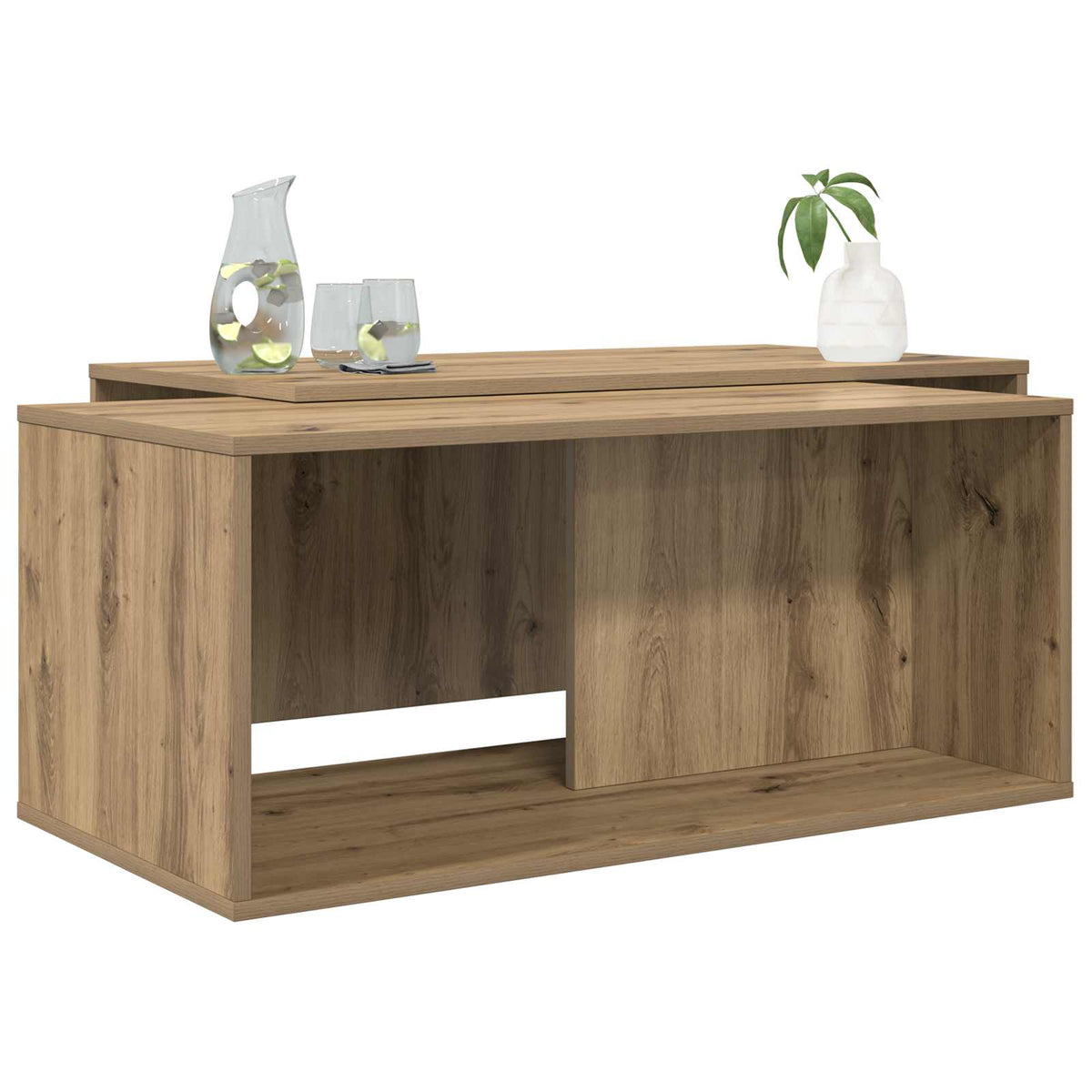 Vidaxl koffietafel set 2 st artisan eiken 90 x 48 x 40 cm bewerkt hout