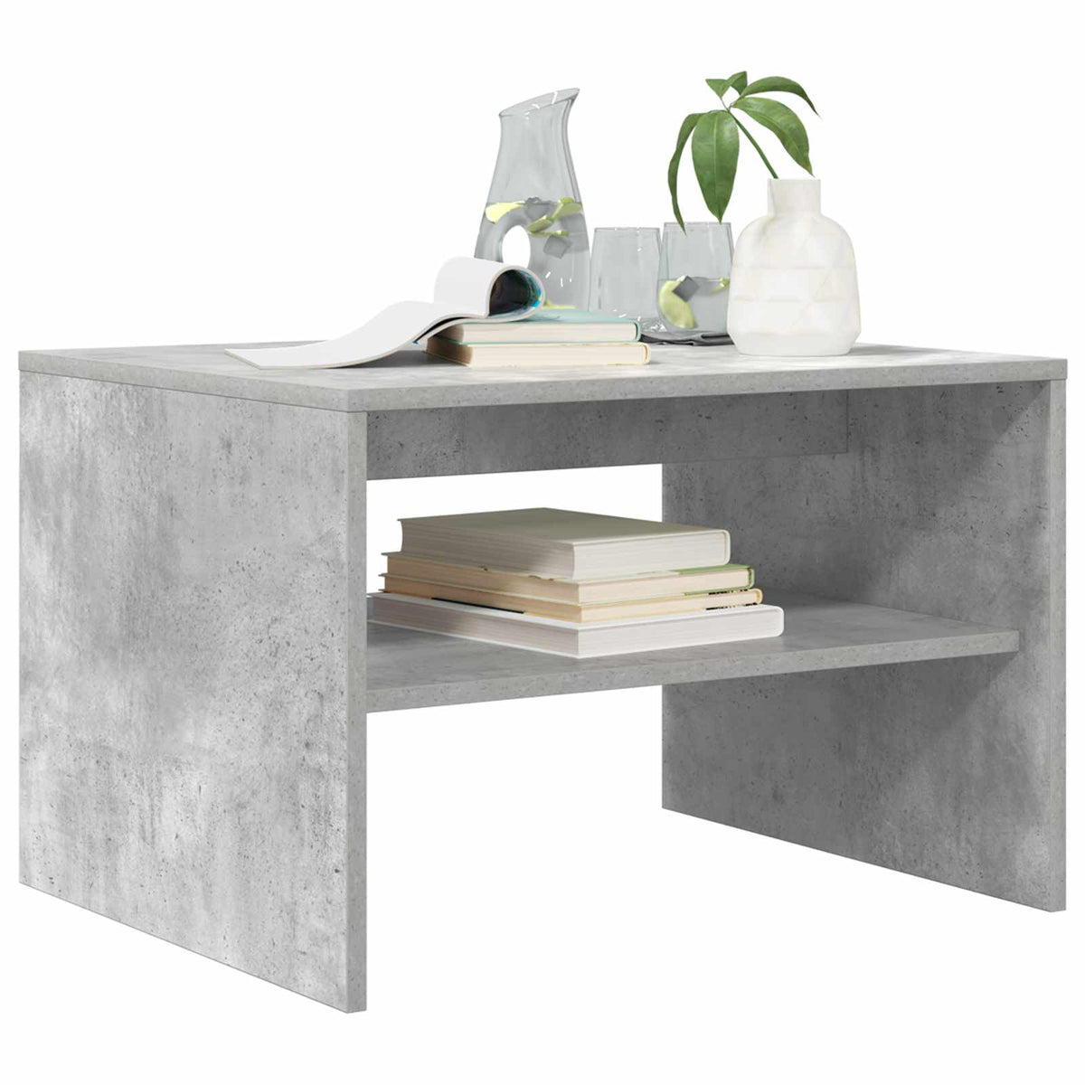Vidaxl salontafel beton grijs 60 x 50 x 40 cm bewerkt hout