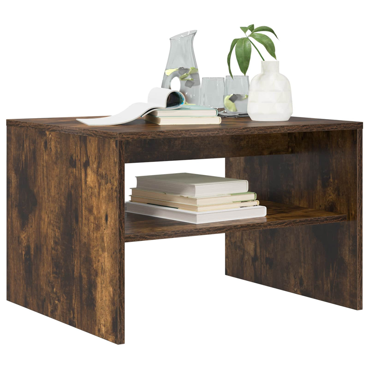 Vidaxl salontafel gerookt eiken 60 x 50 x 40 cm bewerkt hout