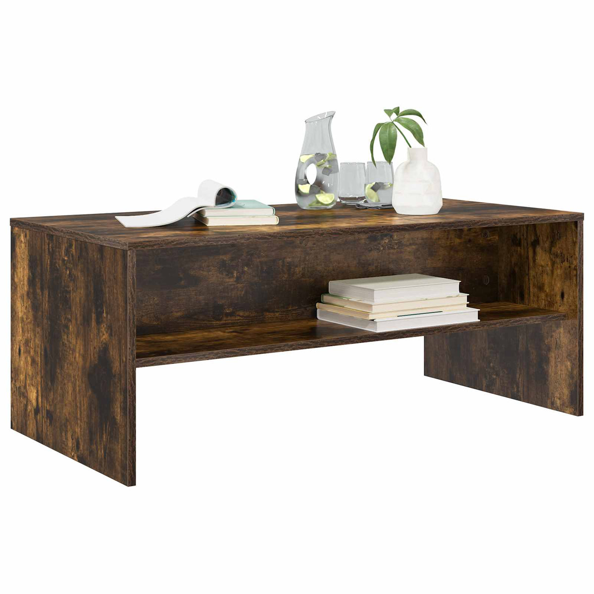 Vidaxl salontafel gerookt eiken 100 x 50 x 40 cm bewerkt hout
