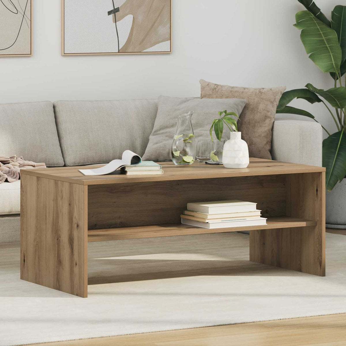 Vidaxl salontafel artisan eiken 100 x 50 x 40 cm bewerkt hout
