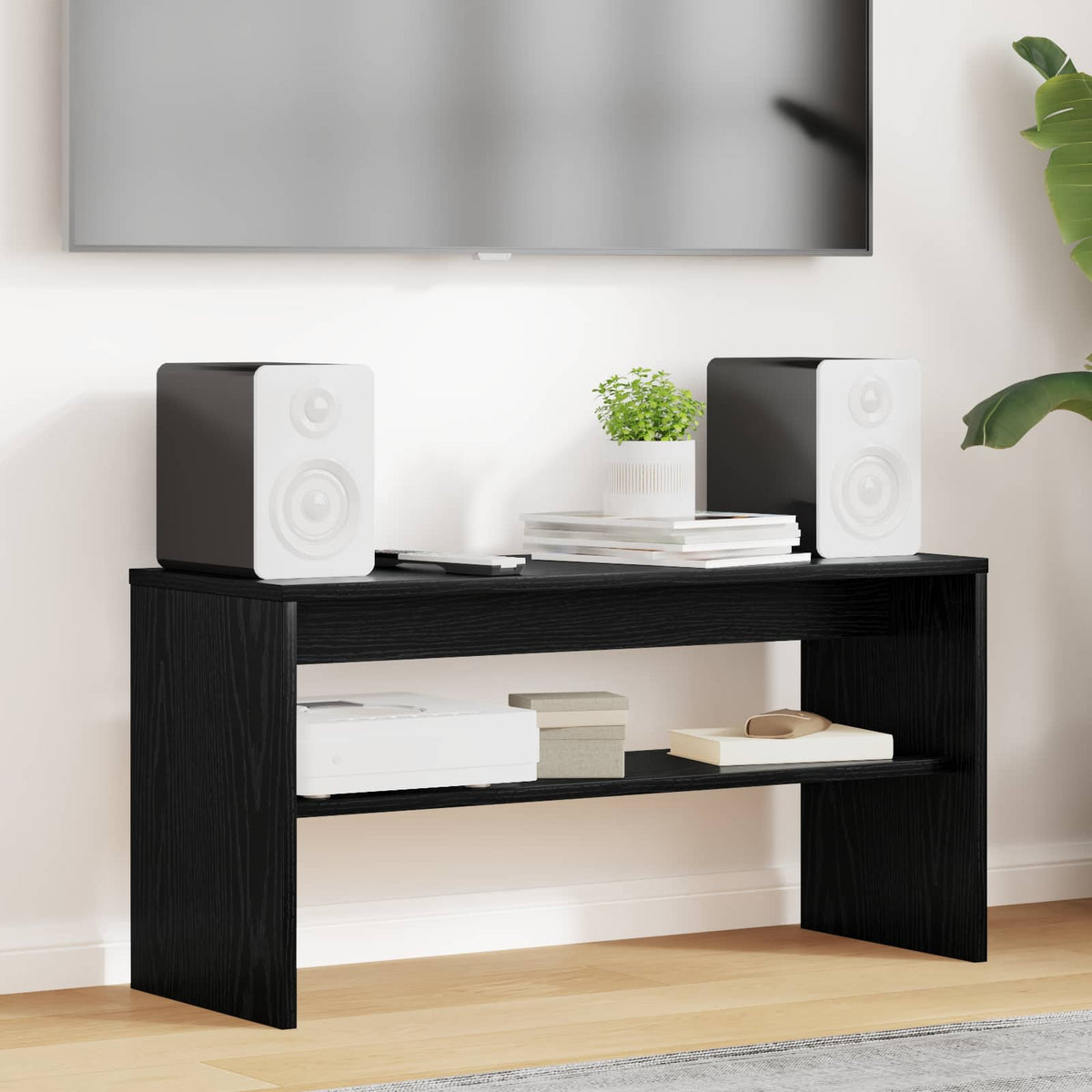 Vidaxl tv-kast 80 x 30 x 40 cm zwart eiken bewerkt hout