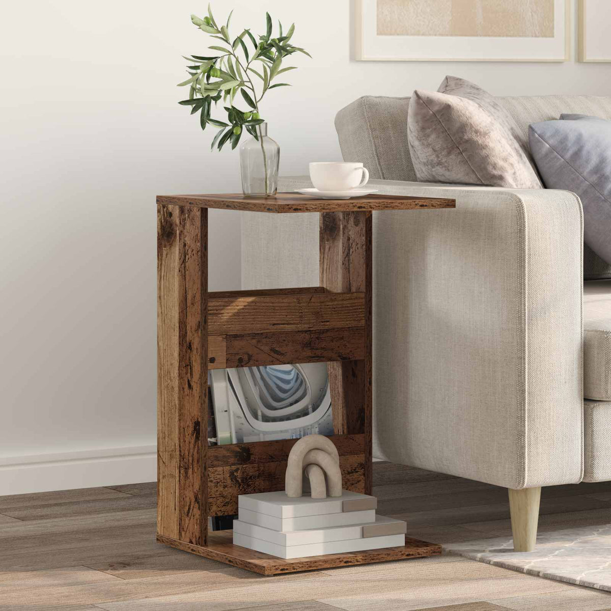 Vidaxl bijzettafel oudhout 40 x 35 x 60,5 cm bewerkt hout