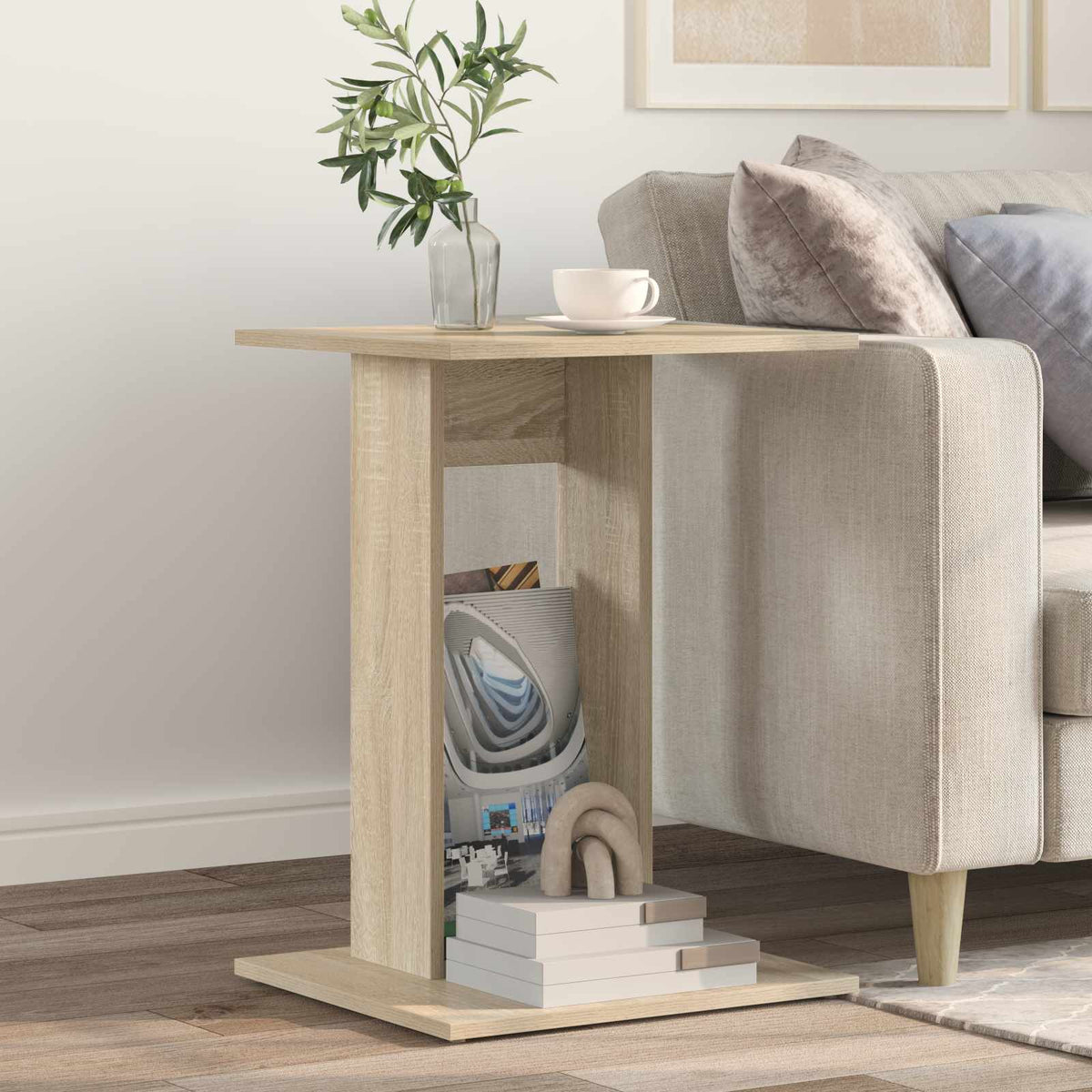 Vidaxl bijzettafel sonoma eiken 45 x 40 x 62,5 cm bewerkt hout