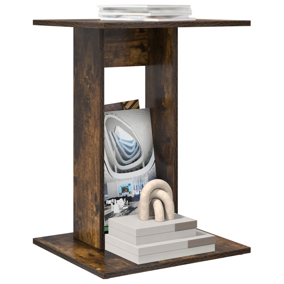 Vidaxl bijzettafel gerookt eiken 45 x 40 x 62,5 cm bewerkt hout