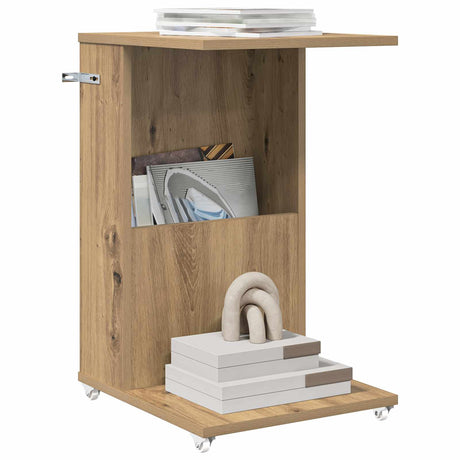 Vidaxl bijzettafel met wiel artisan eiken 40 x 35 x 60 cm bewerkt hout