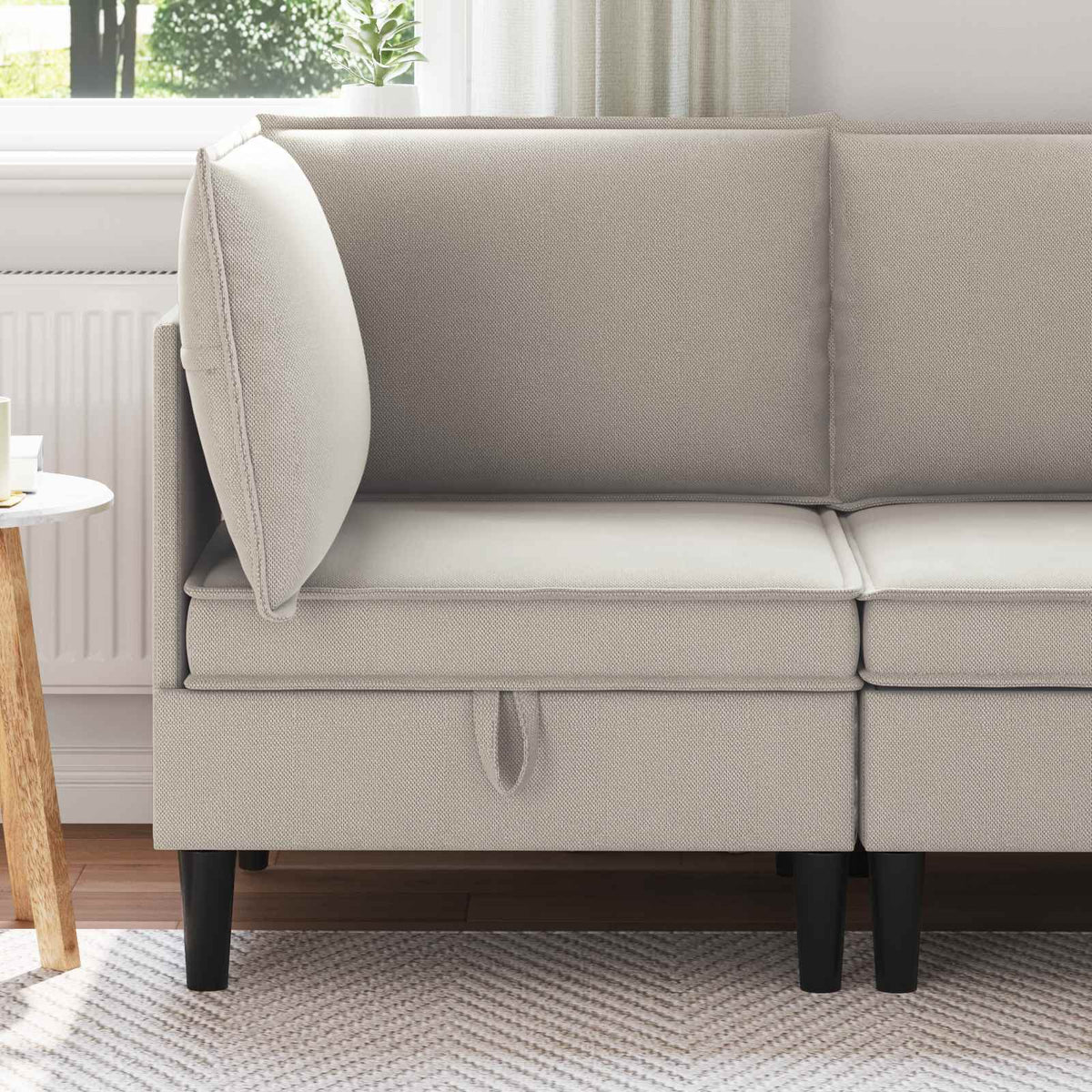 Vidaxl hoeksofa met opbergruimte havermout fluweel