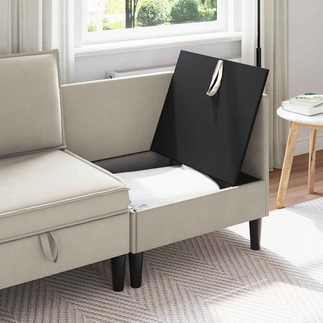Vidaxl hoeksofa met opbergruimte havermout fluweel