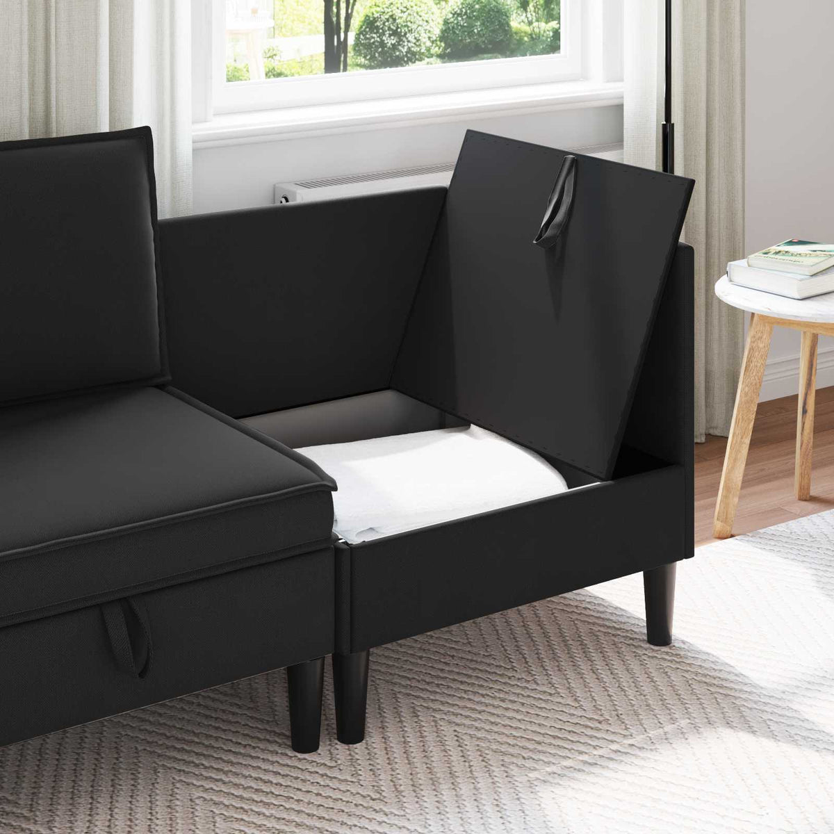 Vidaxl hoeksofa met opbergruimte zwart fluweel