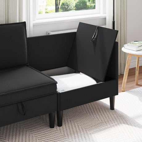 Vidaxl hoeksofa met opbergruimte zwart fluweel