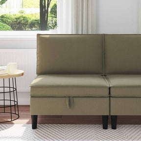 Vidaxl middelse sofa met opbergruimte kaki fluweel
