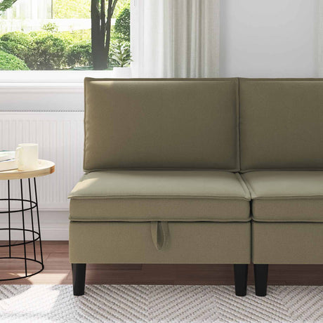 Vidaxl middelse sofa met opbergruimte kaki fluweel
