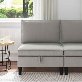 Vidaxl middelse sofa met opbergruimte lichtgrijs fluweel