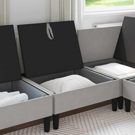 Vidaxl middelse sofa met opbergruimte lichtgrijs fluweel