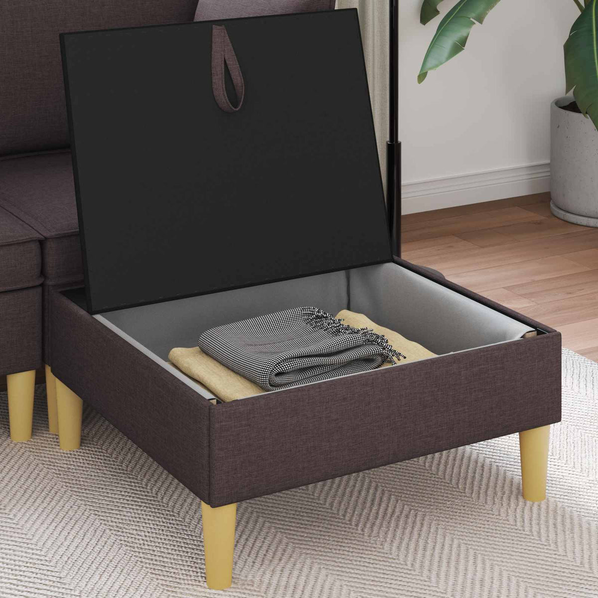 Vidaxl sofa kruk met opslag donkerbruin stof