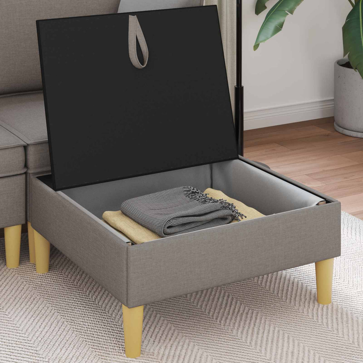 Vidaxl sofa kruk met opslag taupe 70 x 70 x 40 cm stof