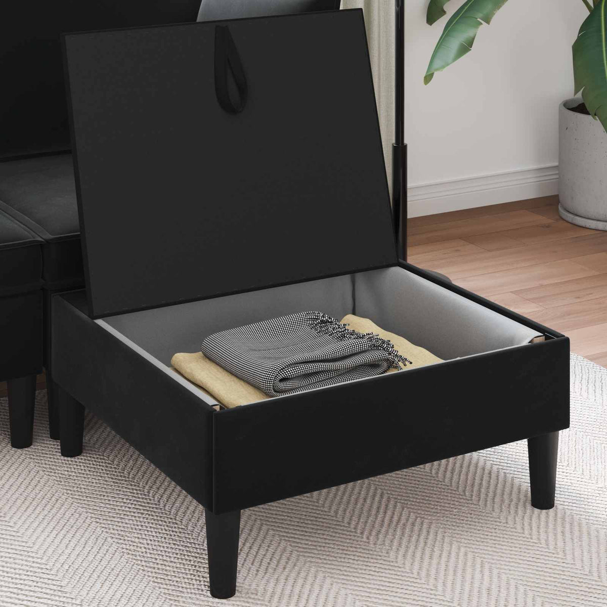 Vidaxl sofa kruk met opslag zwart fluweel
