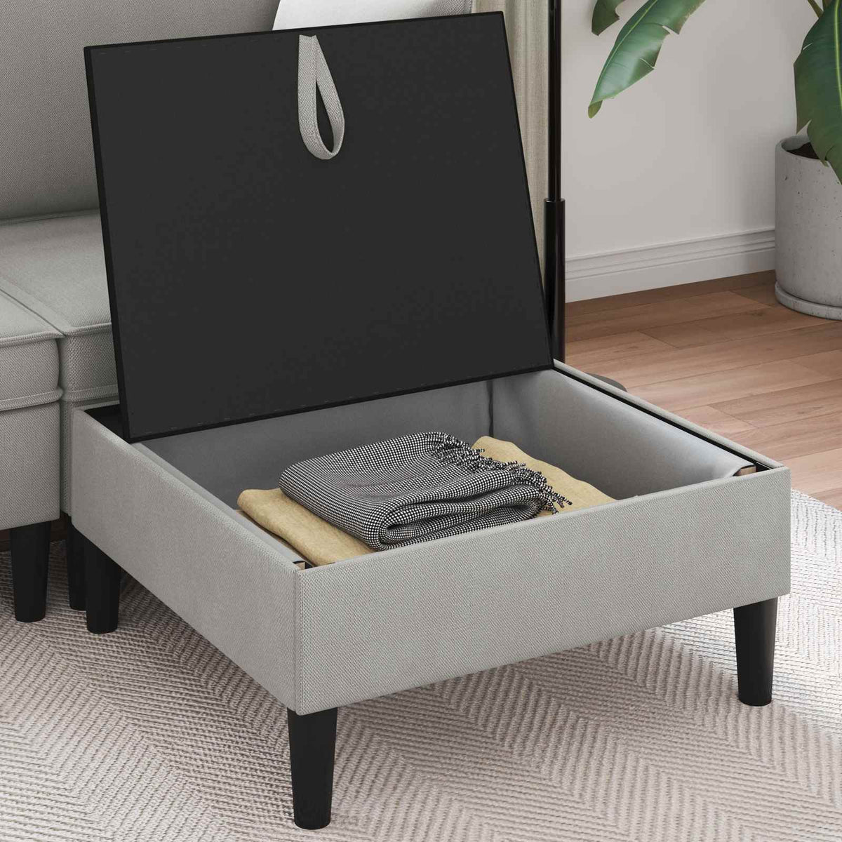 Vidaxl sofa kruk met opslag lichtgrijs fluweel
