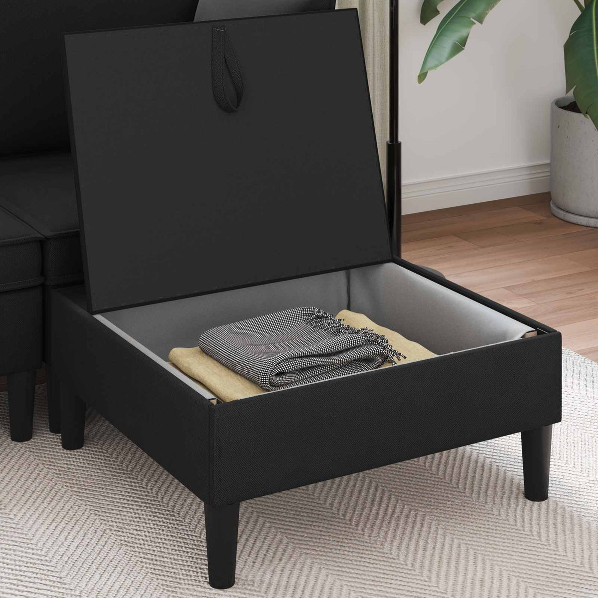 Vidaxl sofa kruk met opslag zwart fluweel