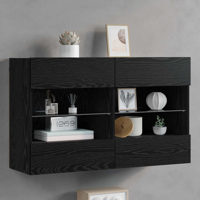 Vidaxl tv-wandkast 98,5 x 30 x 60,5 cm zwart eiken bewerkt hout