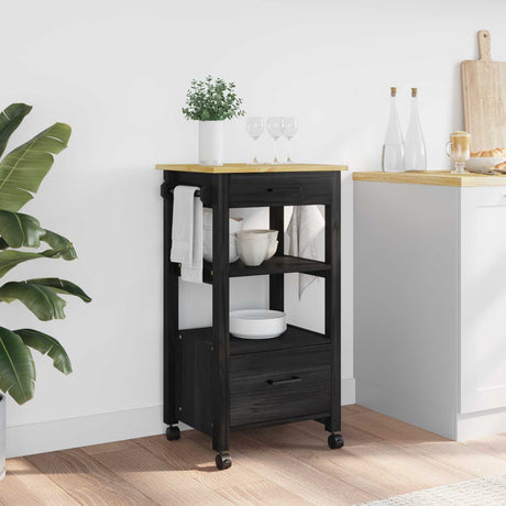 Vidaxl keuken trolley monza zwart 48 x 40 x 88,5 cm massief vurenhout