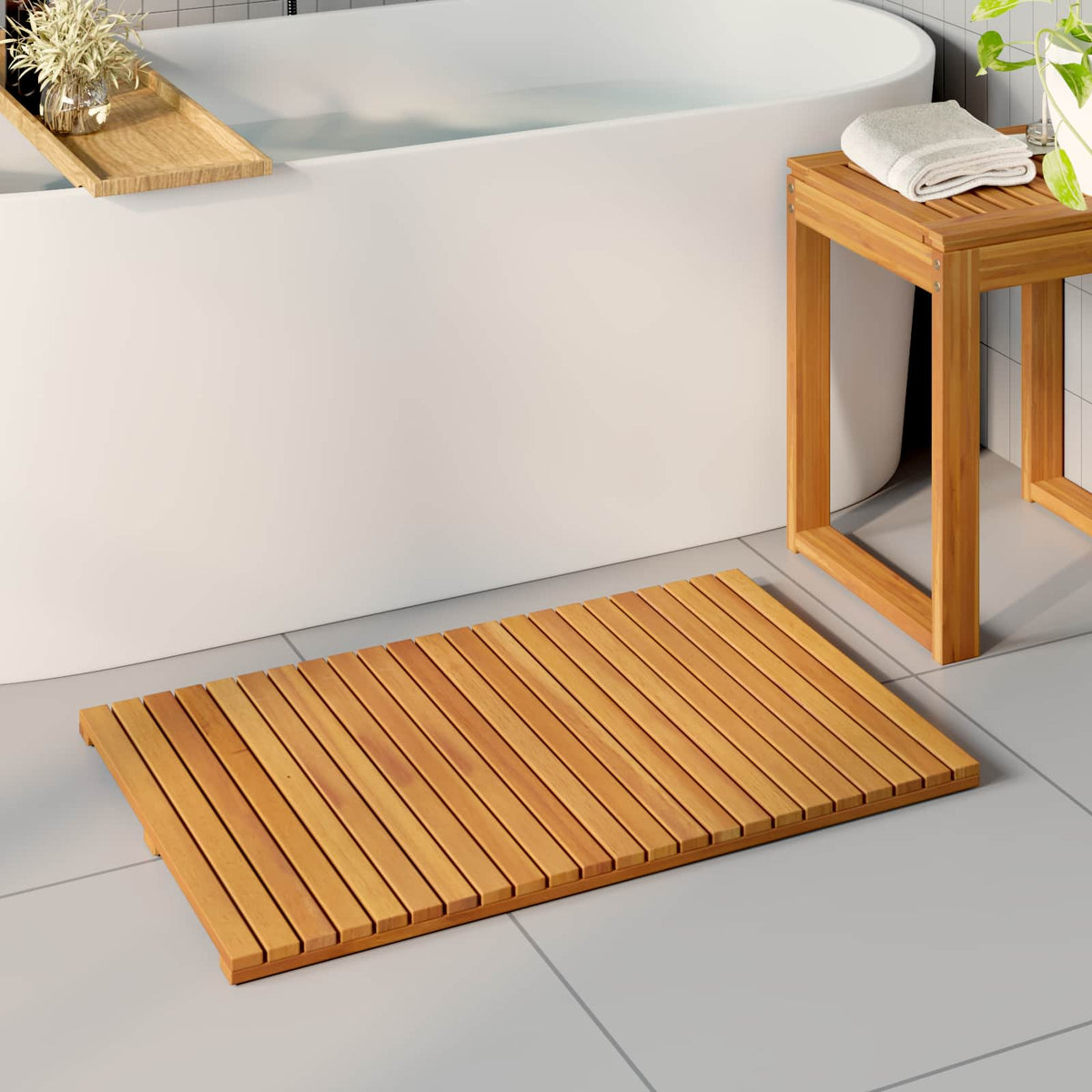 Vidaxl badmat naturel 80 x 50 cm massief acaciahout