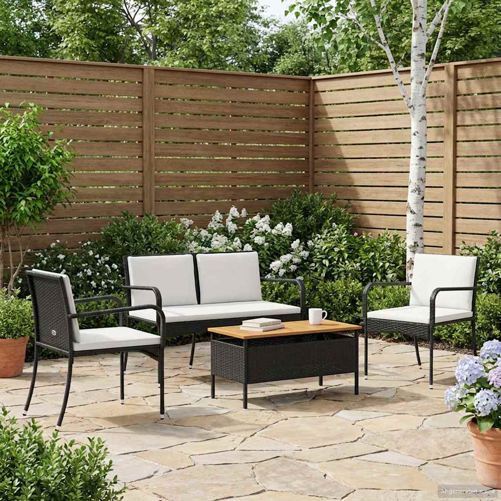Vidaxl tuinset zwart poly rattan