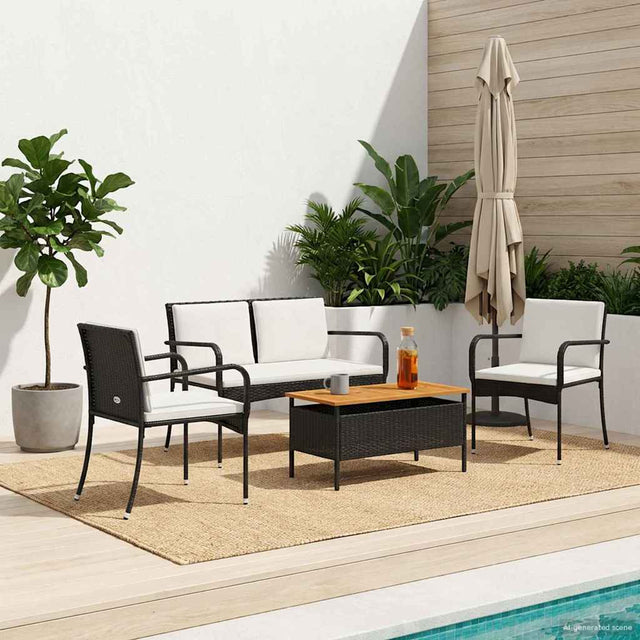 Vidaxl tuinset zwart poly rattan