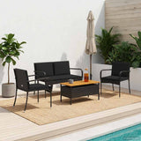 Vidaxl tuinset zwart poly rattan
