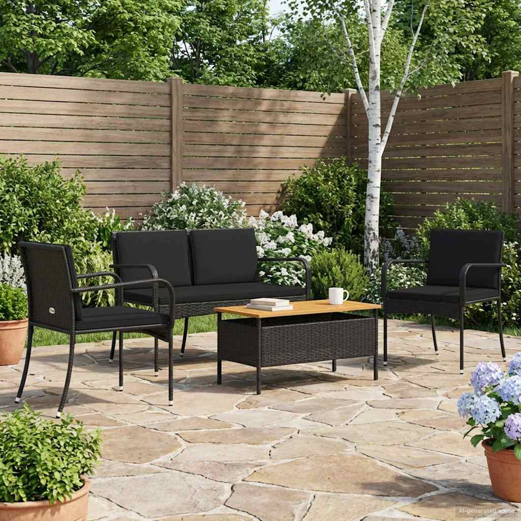 Vidaxl tuinset zwart poly rattan
