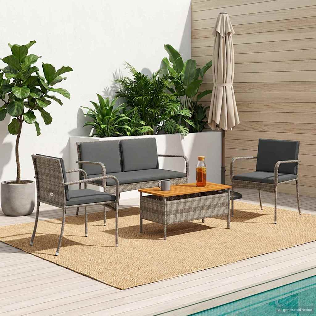 Vidaxl tuinset grijs poly rattan