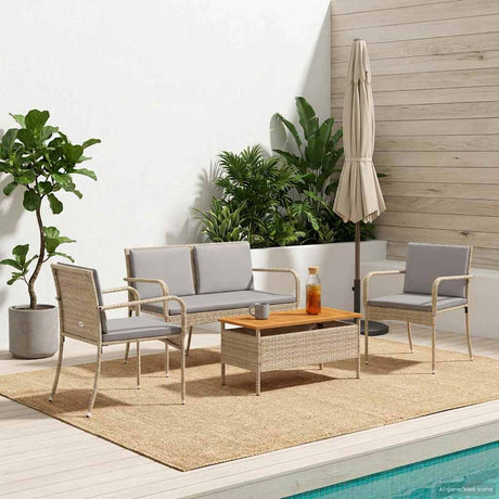 Vidaxl tuinset beige poly rattan