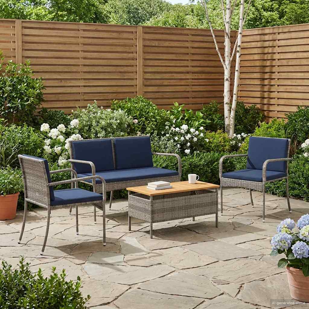 Vidaxl tuinset grijs poly rattan
