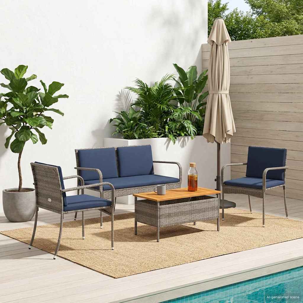Vidaxl tuinset grijs poly rattan