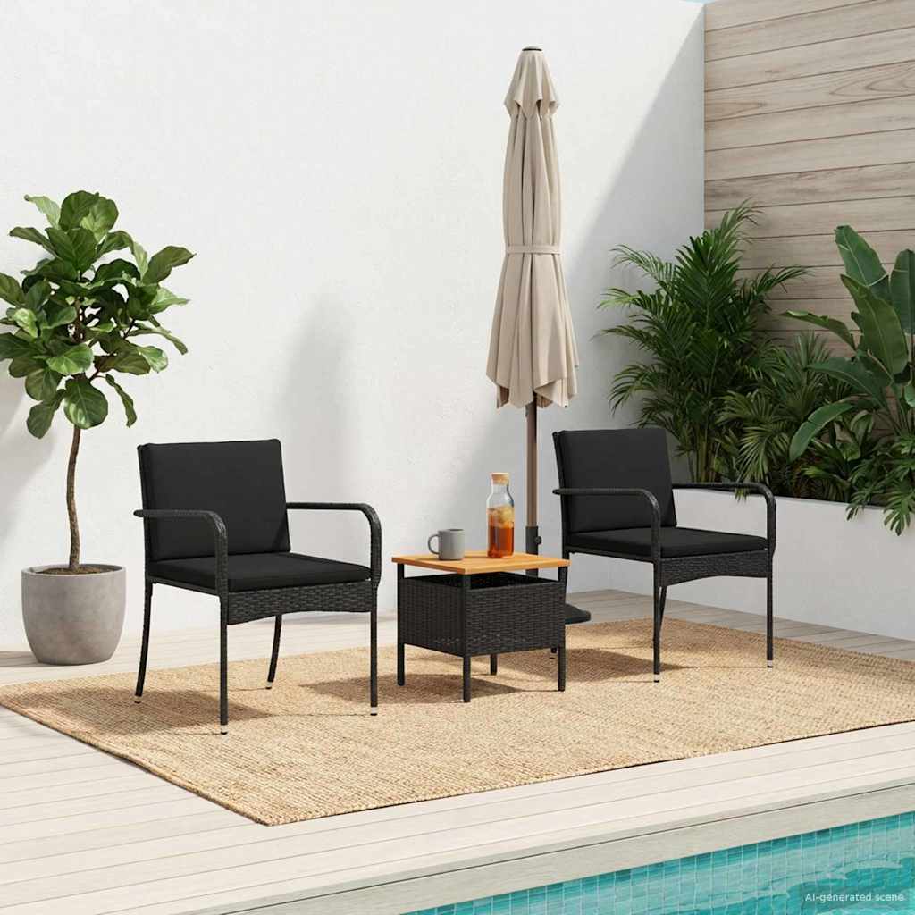 Vidaxl tuinset zwart poly rattan