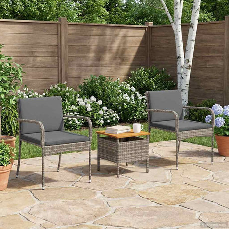 Vidaxl tuin bistro set 3 st grijs poly rattan