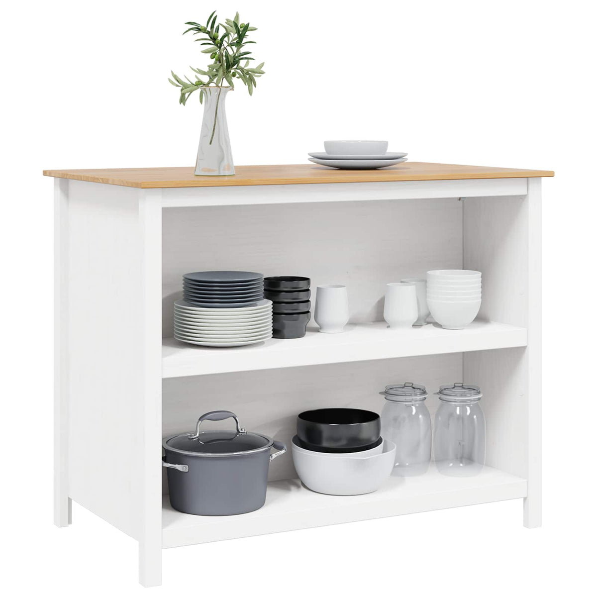 Vidaxl keuken eilanden hill wit 112 x 66 x 90 cm massief grenenhout