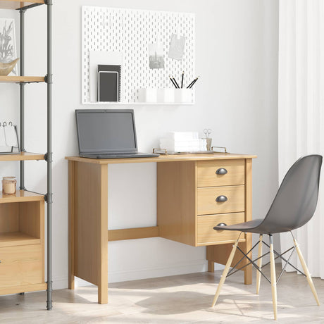 Vidaxl bureau met lades hill honingbruin 100 x 45 x 74 cm