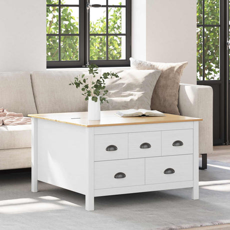 Vidaxl salontafel met lade hill wit en honingbruin 79.5 x 79.5 x 49 cm