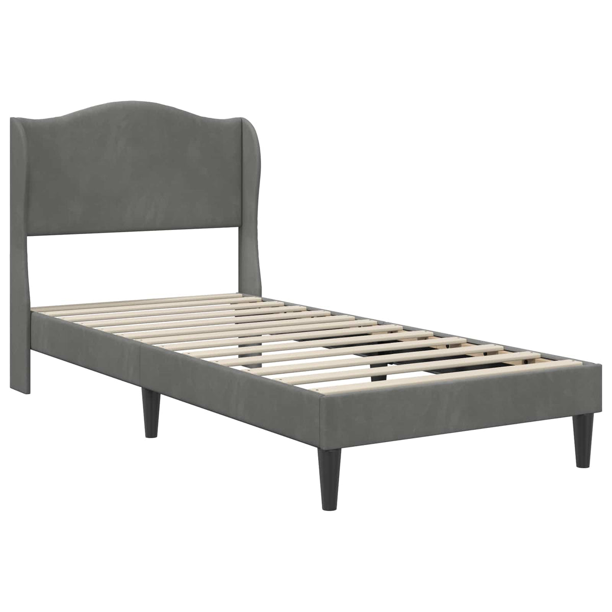 Vidaxl bedframe met hoofdeinde donkergrijs 90 x 190 cm fluweel