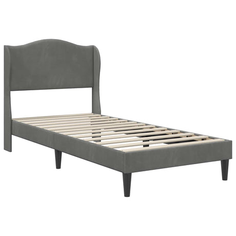 Vidaxl bedframe met hoofdeinde donkergrijs 90 x 190 cm fluweel